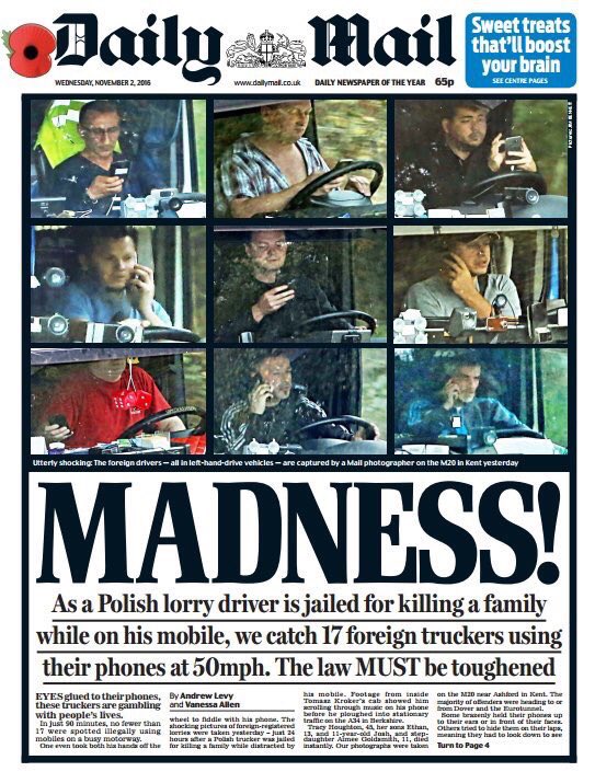 Daily Mail front page