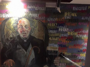 pub with a father ted mural