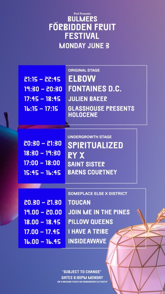 Forbidden Fruit Stage Times